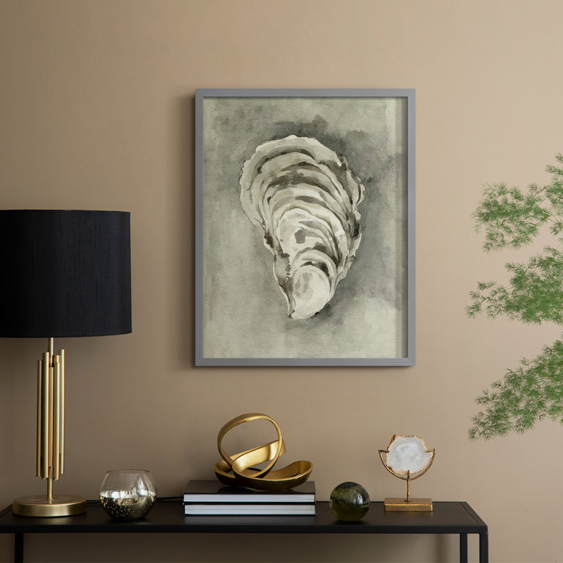 «Neutral Oyster Shell II», reproduction encadrée - bois massif, Gris, H 15 po x l 12 po