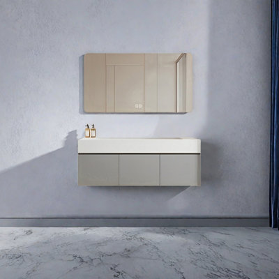 Simple modern style double basin bathroom cabinet