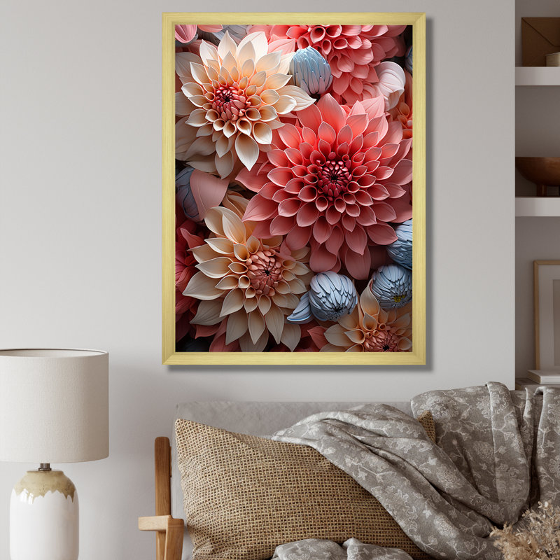 «Soft Elegance Mums Flowers III» sur toile, H 32 po x l 16 po x P 1 po, Cadre doré simple