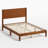 Mid Century Solid Wood Platform Twin Bed Frame With Wood Slat Support, Brown-645595762-645595764