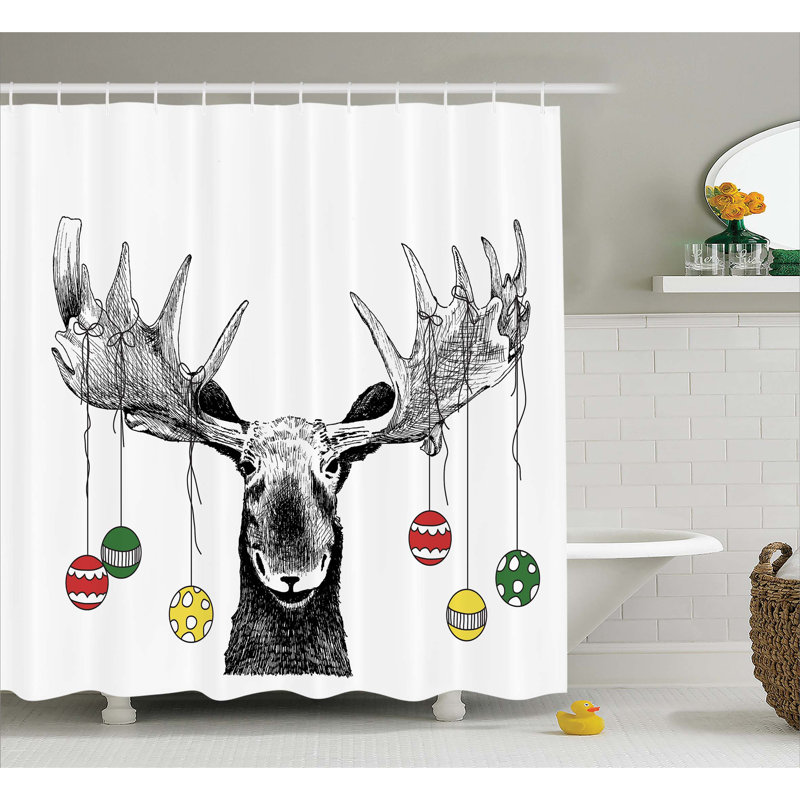 Mixed Shower Curtain with Hooks Included, 70" H x 69" W
