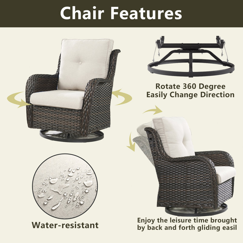 Chaise de patio avec coussins Tonry, gris, gris