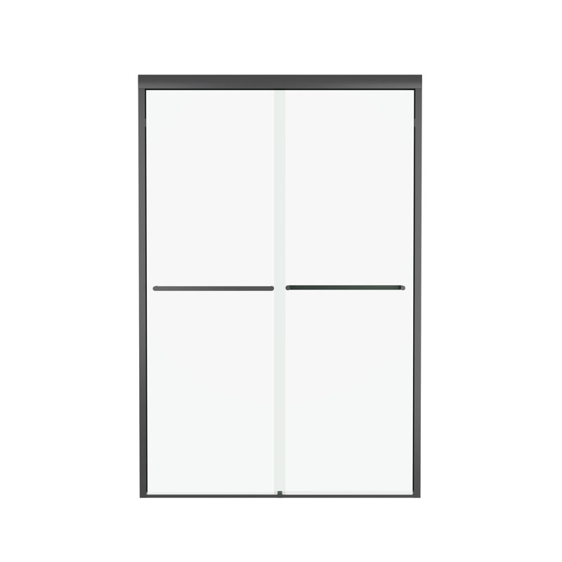 44"-48" W x 72" H Double Sliding Shower Door, Framed Bypass Sliding Door with 1/4'' Tempered Glass, Matte Black, Matte Black