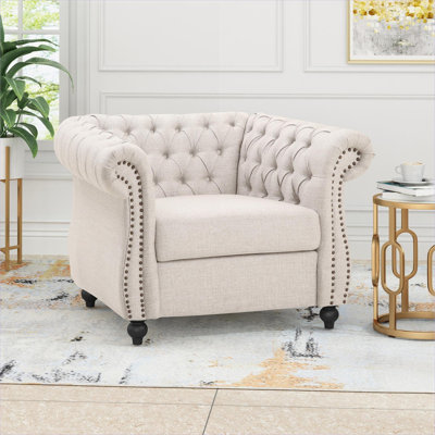Chaises de salon en velours beige chaleureux avec fauteuil club 39,5 pouces