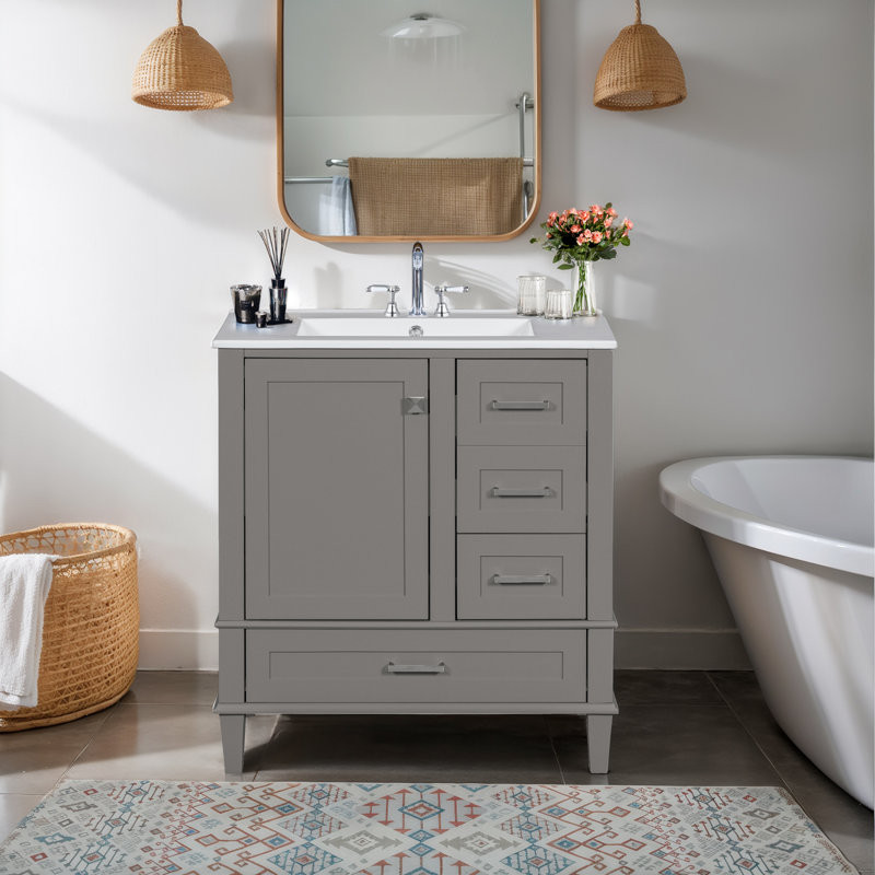 Ensemble de meuble-lavabo simple 30 po, Gris