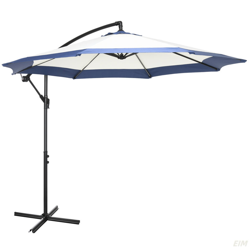 Parasol en porte-à-faux 10pi, parasol de patio décalé avec manivelle et base transversale pour terrasse, cour, piscine et jardin, parasols suspendus (parasol de patio)