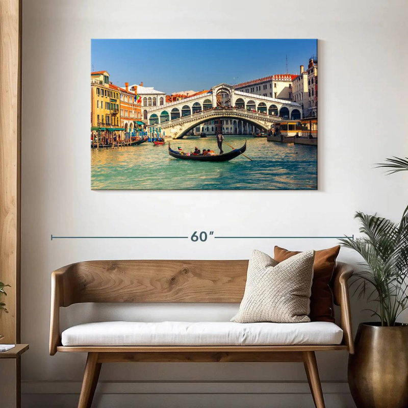 Gondole et pont du Rialto, H 30 po x l 45 po