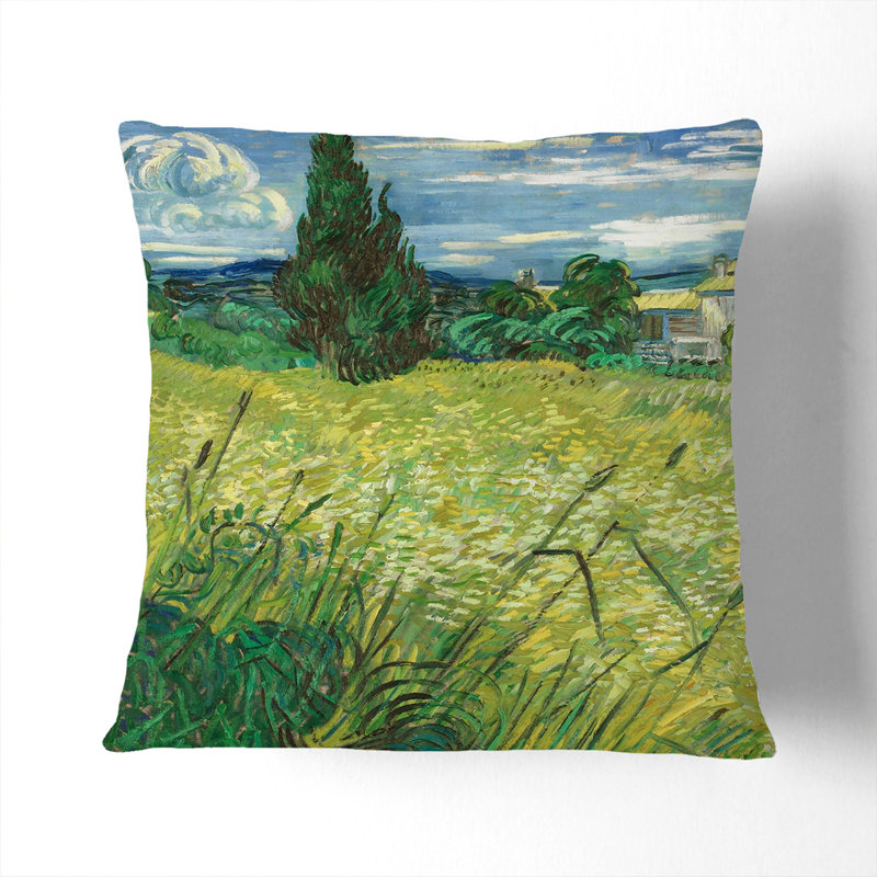 Green Field Square Throw Cushion, 55cm H x 55cm W x 20cm D