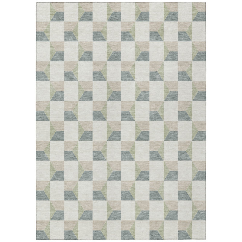 Machine Washable Indoor/Outdoor Chantille ACN2680 Geometric Rug, Celery, 2'6" x 3'10"