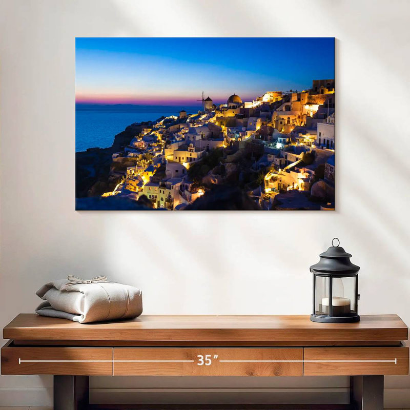 Gillard Santorini au coucher du soleil, H 16 po x l 24 po