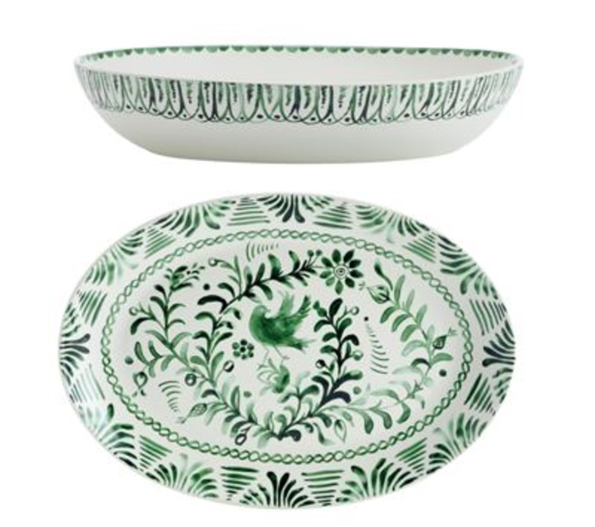 Birch Lane™ Fitz & Floyd Sicily Green Serving Bowl and Platter, 2 Piece Set | Birch Lane