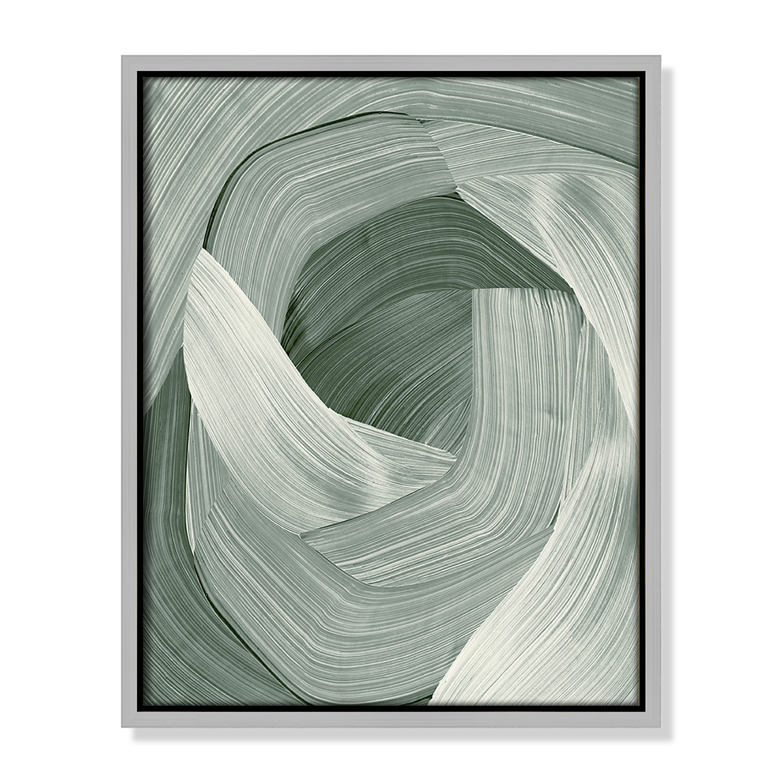 Enriched Emerald - Floater Frame Graphic Art Print on Canvas, Silver , 15.5" H x 12.5" W