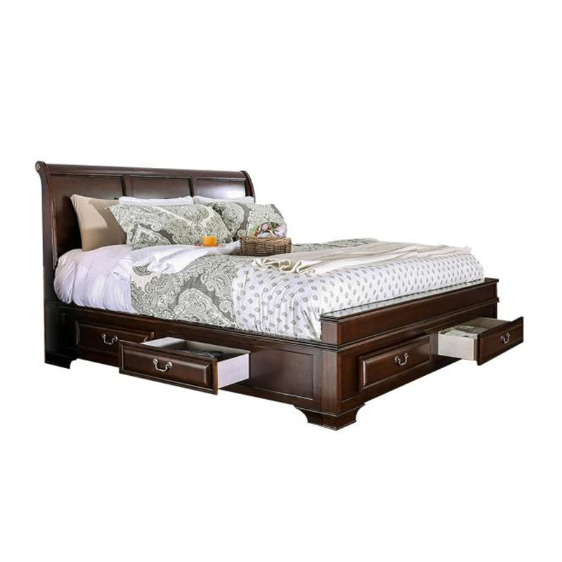 Benge Sleigh Storage Bed, Cherry