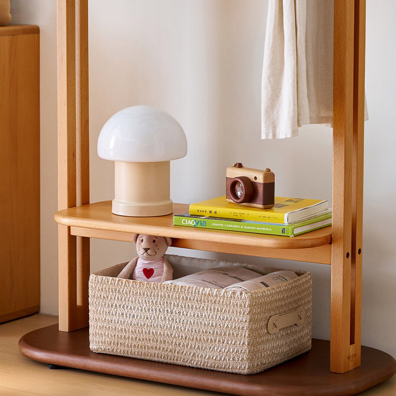 Porte-manteau en bois de hêtre avec base en bois d'hévéa