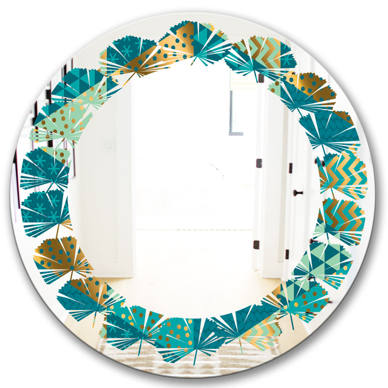 Miroir mural Coastal, H 31,5 po x l 31,5 po, Feuilles à motif floral xiv