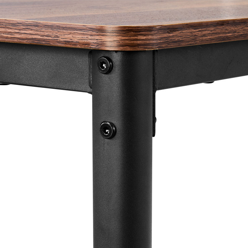 Table de bar, ensemble de tables de bar 5 pièces 35 po, ensemble de tables de bar et de chaises à bords arrondis, table de pub carrée avec quatre tabourets pour le salon, la salle à manger, la cuisine, couleur noyer, noir