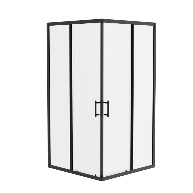 90cm x 90cm x 190cm Corner Entry Shower Enclosure, Black