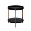 Ensemble de 2 tables basses rondes modernes à 2 niveaux pour le salon, tables basses gigognes faciles à assembler, tables de bout pour bureau de chambre à coucher, panneau de fibres à densité moyenne noir