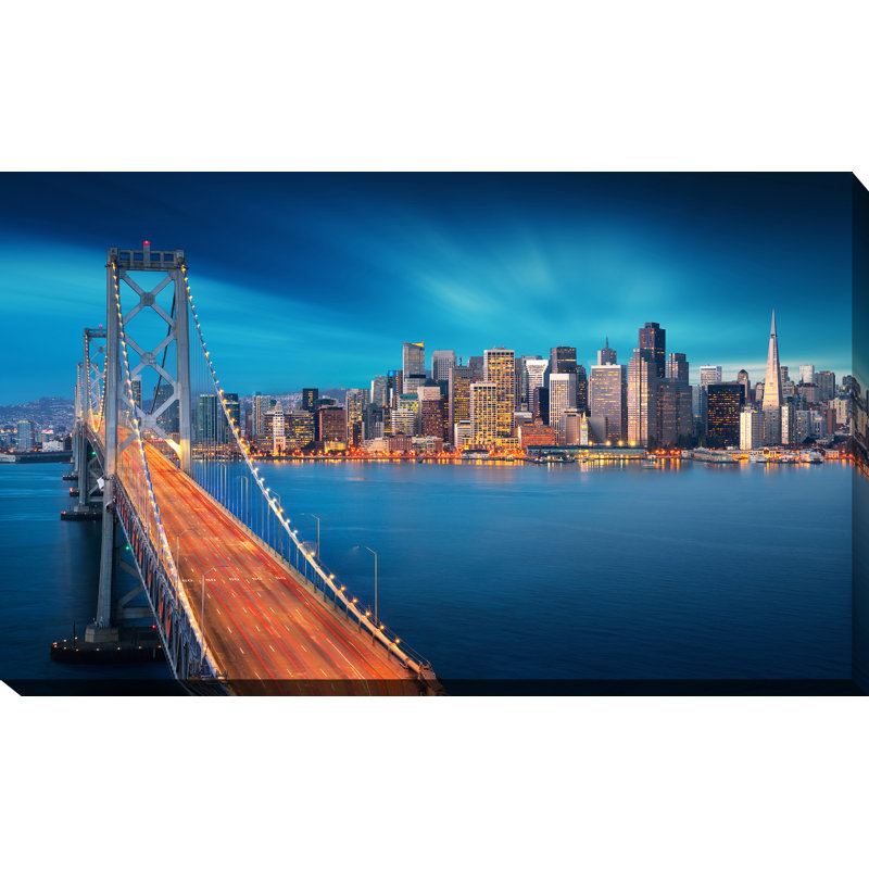Reproduction de photo sur toile tendue, "san francisco at-ball avec bay bridge", H 36 po x l 60 po x P 1,5 po