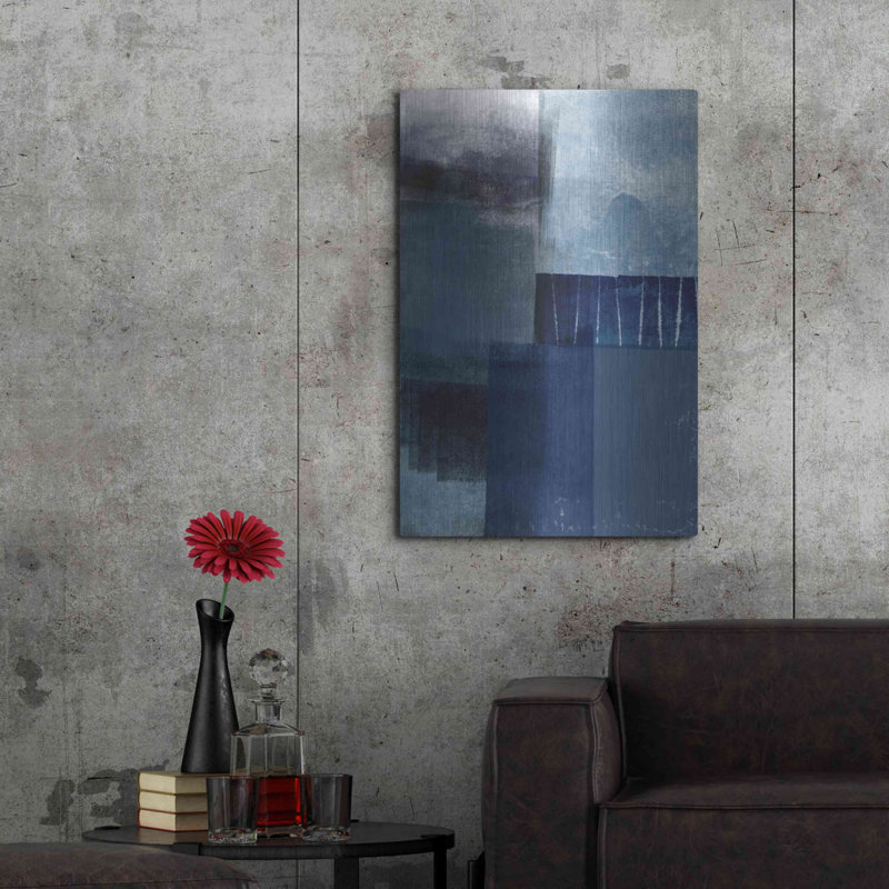 «Blue Abstract I» par Linda Woods, H 36 po x l 24 po