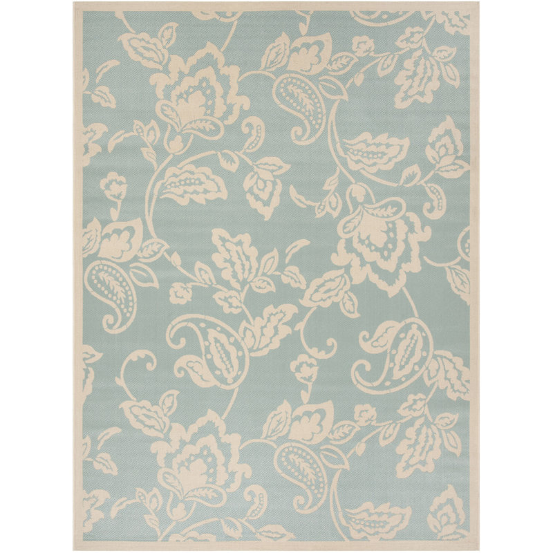 Tapis turquoise / beige Berrima, Rectangle 8 pi x 11 pi 2 po