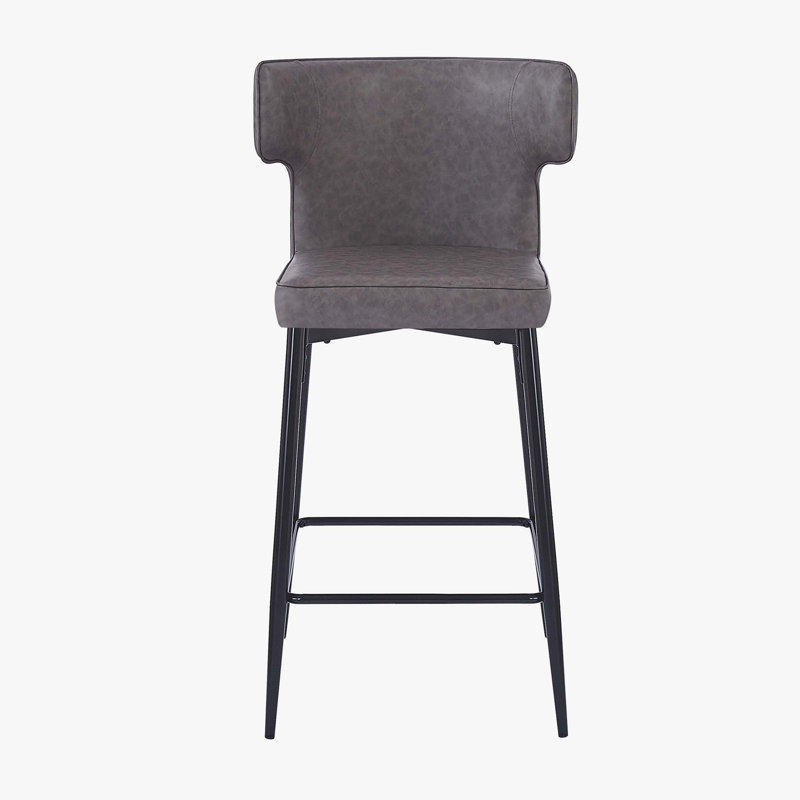 Counter Height Upholstered Bar Stools with Wing back and Metal Footrest