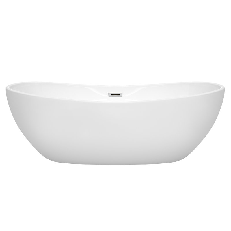 Rebecca 70" White Acrylic Freestanding Bathtub with Chrome Trim
