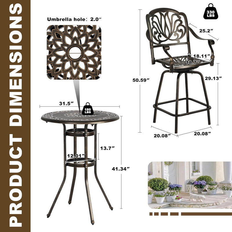 Bisente 4 - Person Patio Dining Set with Round Table