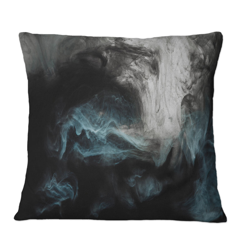 Coussin décoratif gris clair clair Cloudscape avec touche de turquoise II, 18 po x 18 po