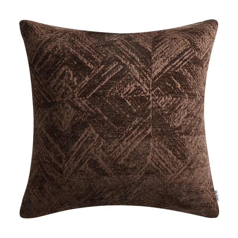  Chenille Throw Pillow Cover, Brown, 20" x 20" x 1"