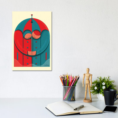 Couple In The Rain by John Battalgazi - Wrapped Canvas Print