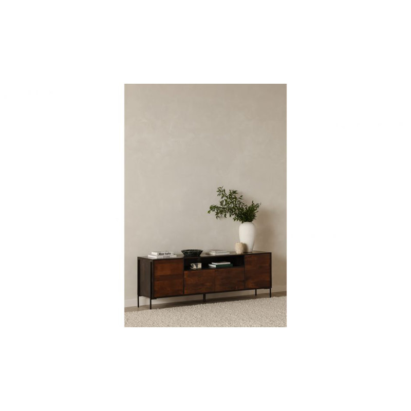 Tobin Media Console, Light Brown/Espresso/Black
