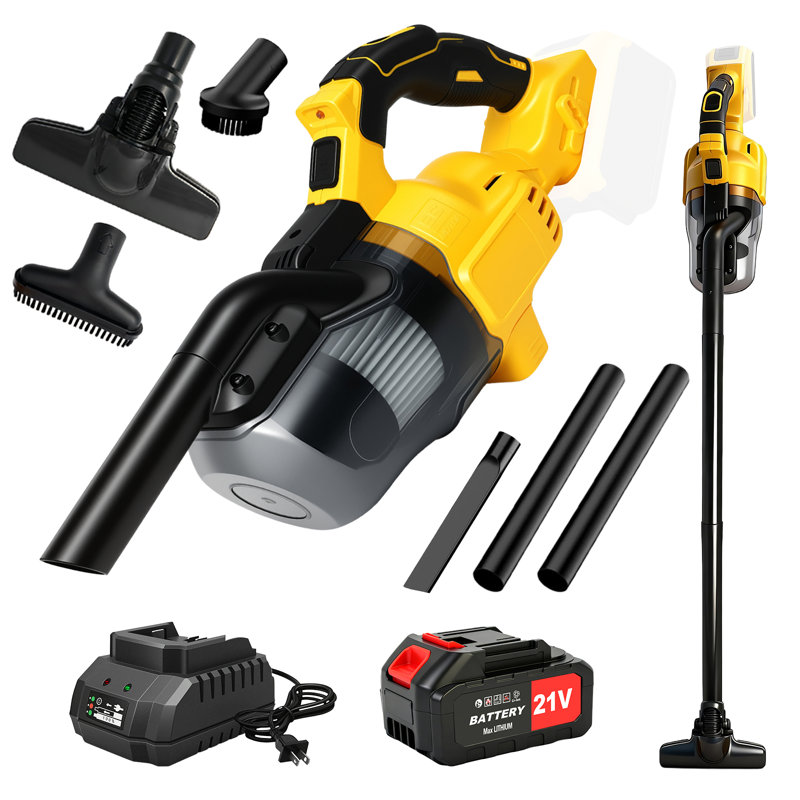 Cordless Vacuum Cleaner, 3-IN-1 Lightweight Handheld Vacuum Cleaner For Carpet with Battery and LED light, Yellow