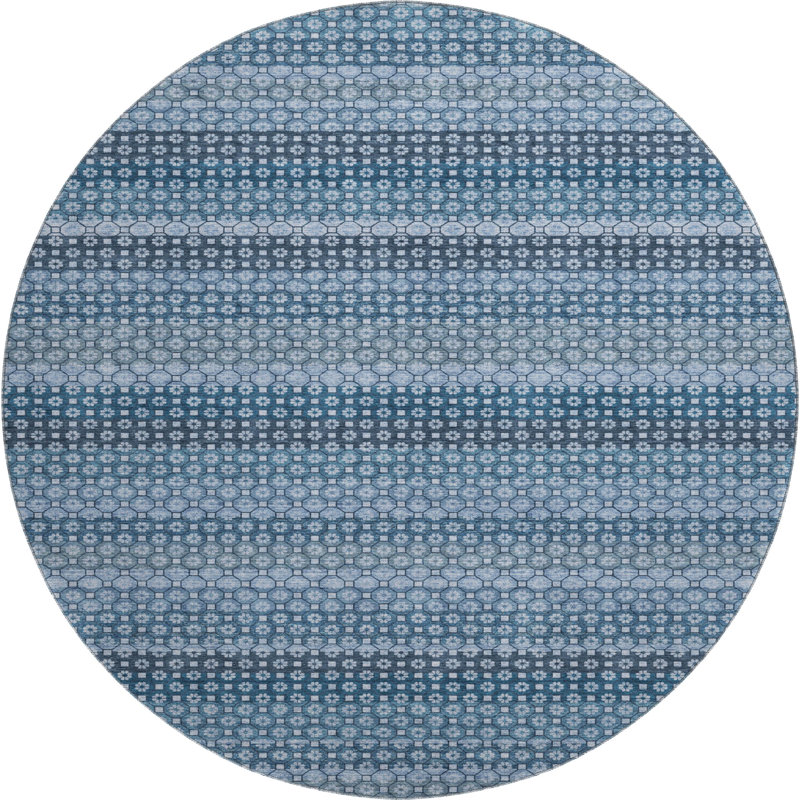 Premium Machine Washable Elize AMF1419 Stripes Rug, Round 8'