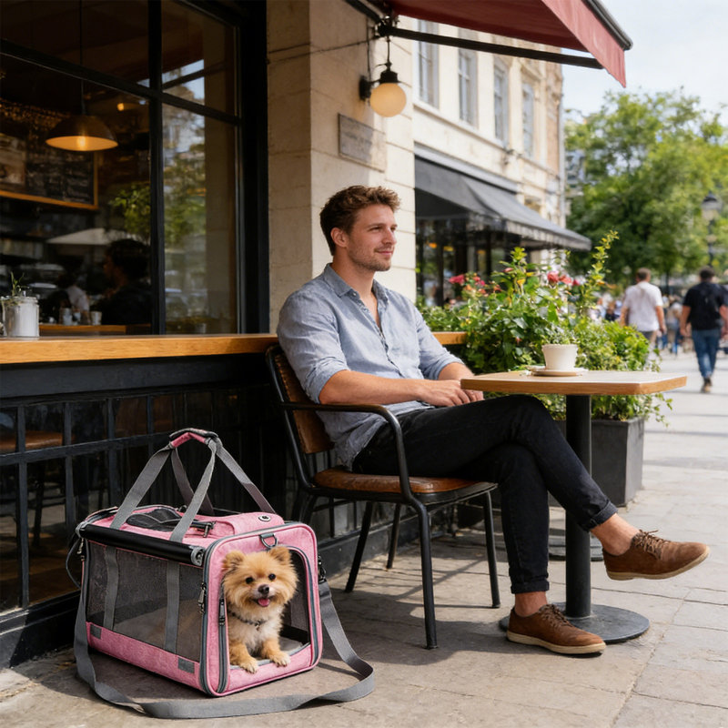 Sac de transport pour chat à main, 17,72 po x 11,42 po x 9,84 po, rose, Rose