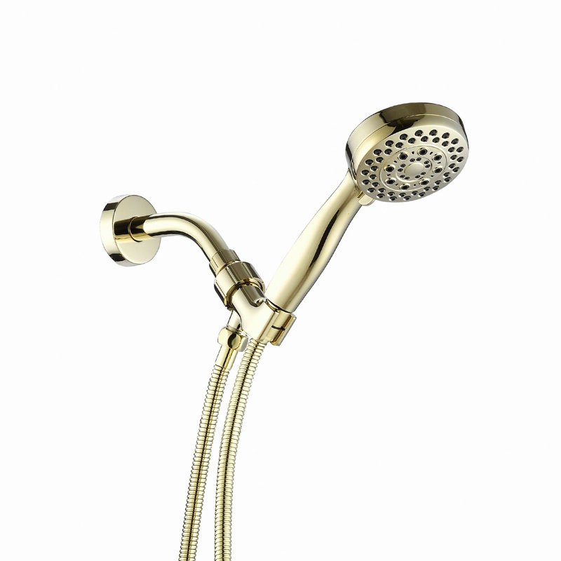 Pomme de douche à main à 5 réglages avec mode réglable, Polished Golden
