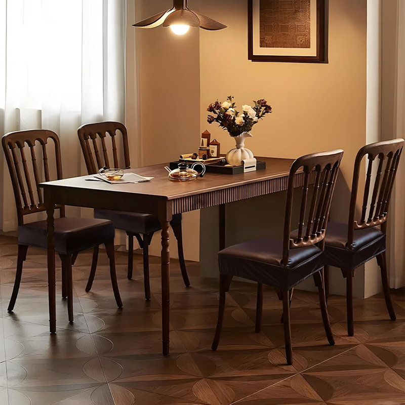 Housses de siège en polyuréthane - [Couleur] - Ensemble de 4 / Tissu extensible / Protecteurs de chaise de salle à manger et de cuisine imperméables, amovibles et lavables