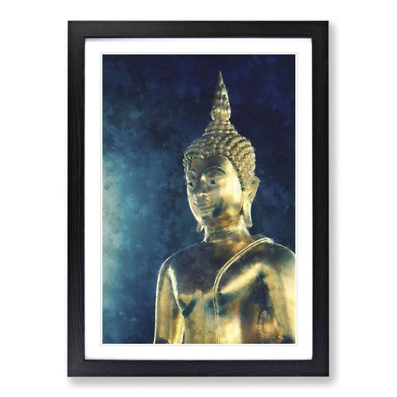 Buddha Statue Vol.6 - Picture Frame Painting, 36cm H x 27cm W x 2cm D, Black