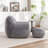 Faux Fur Bean Bag Chair With Ottoman-116702504