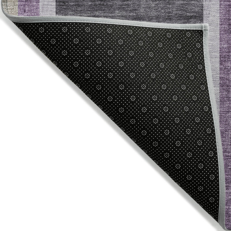 5' X 8' Purple and Black Abstract Washable Non Skid Indoor Outdoor Area Rug