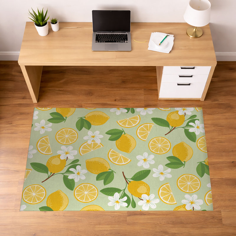Tapis de bureau léger et antidérapant Lemmie, L 84 po x P 60 po, Vert