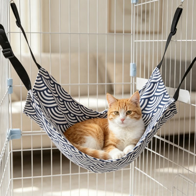Lit-hamac suspendu pour animal de compagnie, hamac pour chat à double face avec sangles réglables, lit suspendu toutes saisons lavable pour petits chats, chiens, lapins et furets