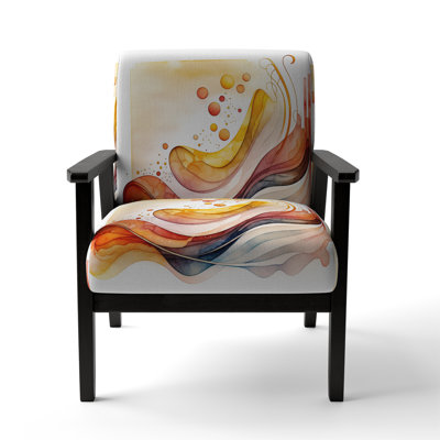 Warm Minimalist Waves - Upholstered Minimalist Arm Chair, Yellow Accent Chair
