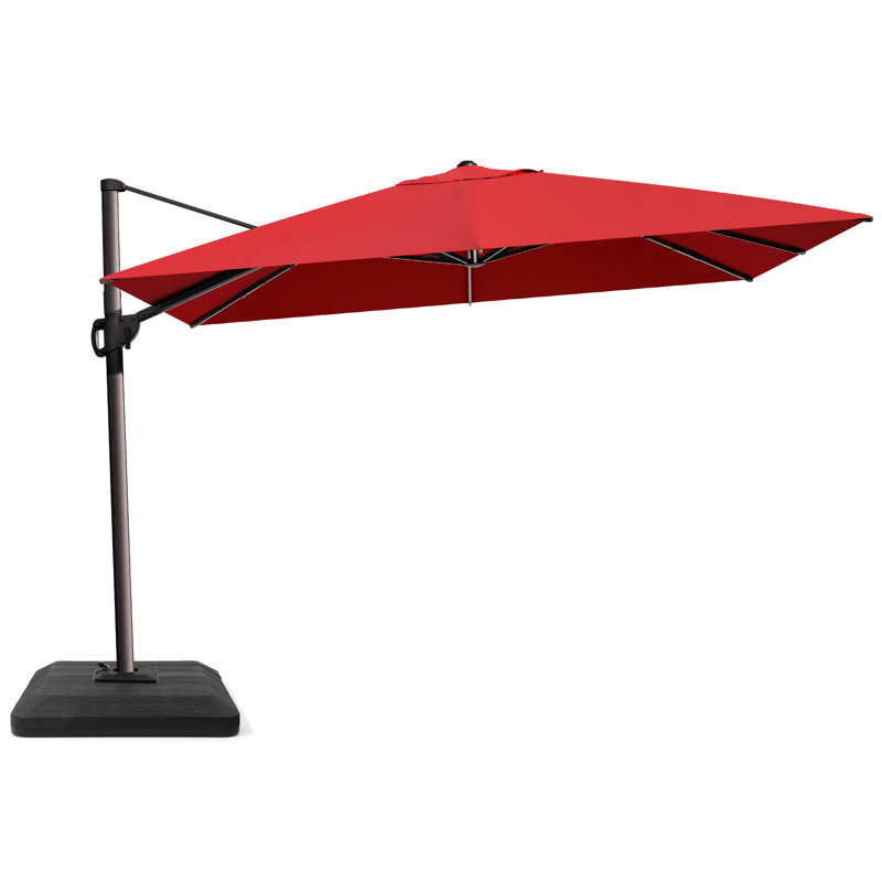 Demarea 12' x 9'' Rectangular Cantilever Umbrella, Counter Weights Included, Red
