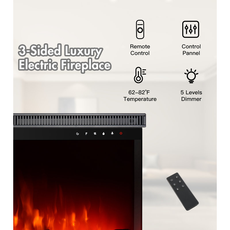 Flint Belfry Heating 3-Sided Luxury Electric Fire, 44cm H x 102cm W x 20cm D