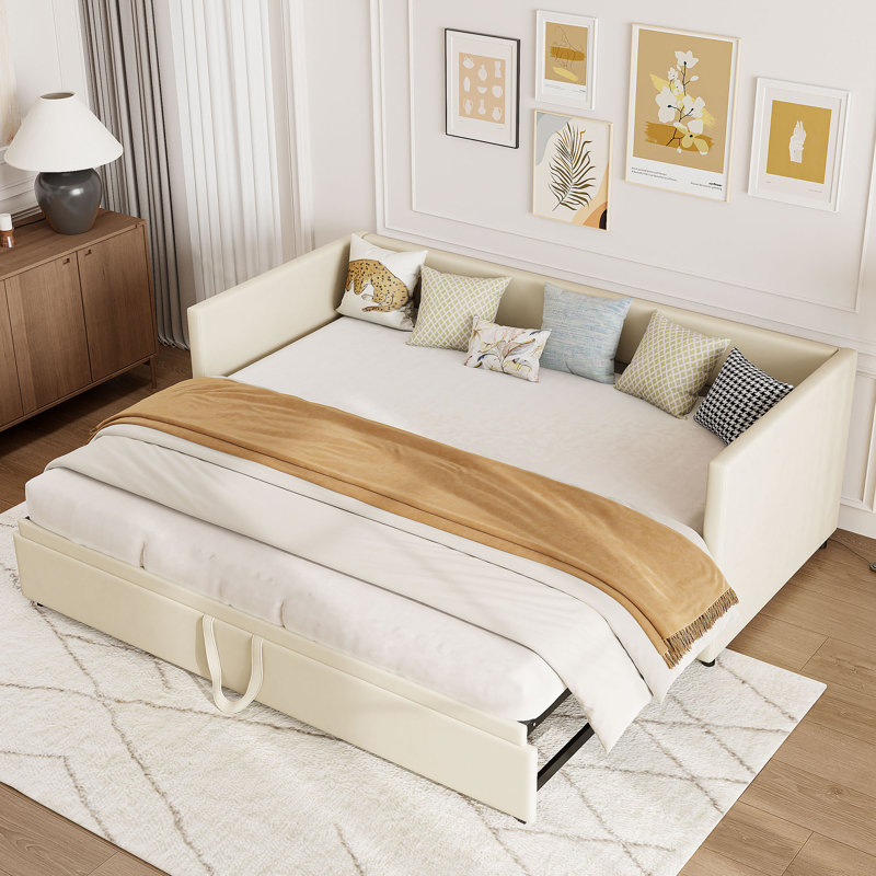 Chelsey Upholstered Daybed Sofa Bed, Beige