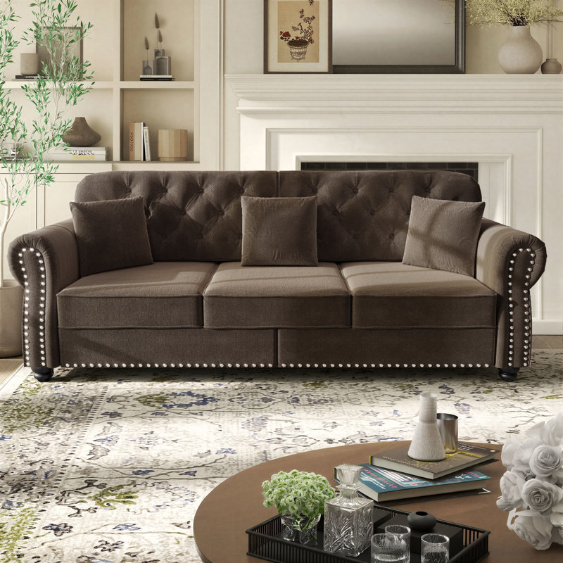Ensemble de salon 4 pièces Annalease Chesterfield, Brun