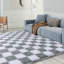 Tapis blanc et gris clair à carreaux antidérapant idéal pour les chambres d'enfants, les zones d'étude et les salons-2030541856-2030541859