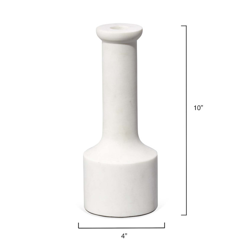 White Marble Contemporary Candlestick Set of 2
