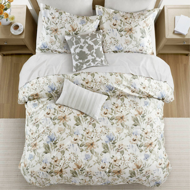 Ensemble de housse de couette en satin de coton 5 pièces, Housse de couette double / grand et 4 pièces supp